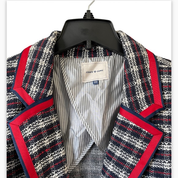 Court & Rowe Satin Trim Plaid Tweed Blazer (Plus Size) - NEW - Picture 3 of 10